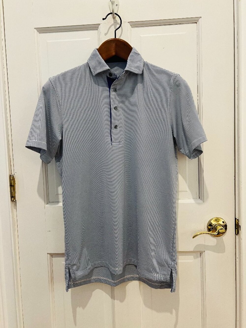 Greyson Trump National Golf Club Blue Striped Performance Golf Polo Shirt Small